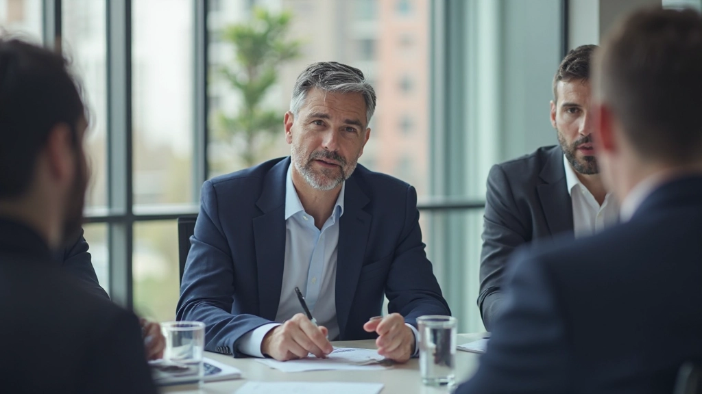 Профессиональный лидер проводит встречу с командой в современном офисе