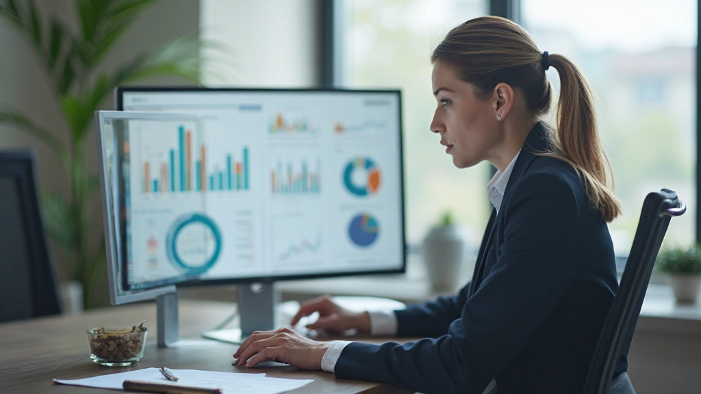 Бизнес-аналитик изучает графики и данные для стратегического планирования